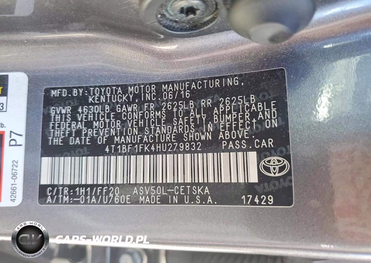 2017 Toyota Camry Se VIN:4T1BF1FK4HU279832 - 12