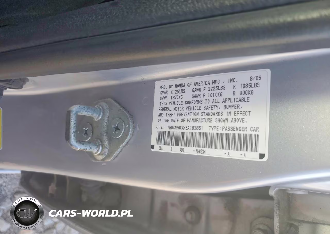 2005 Honda Accord Ex VIN:1HGCM567X5A183851 - 12