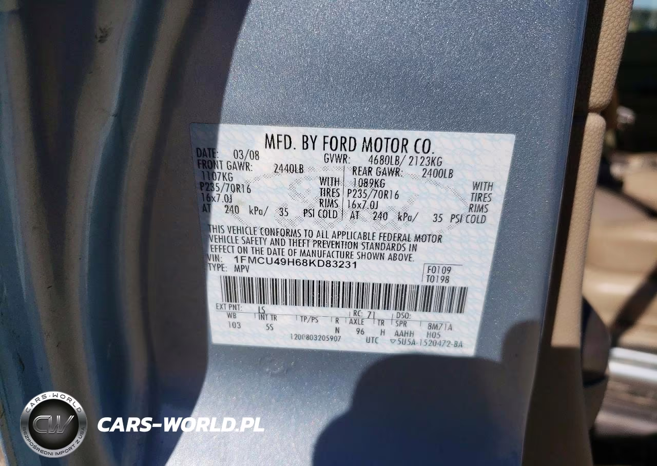 2008 Ford Escape Hev VIN:1FMCU49H68KD83231 - 12