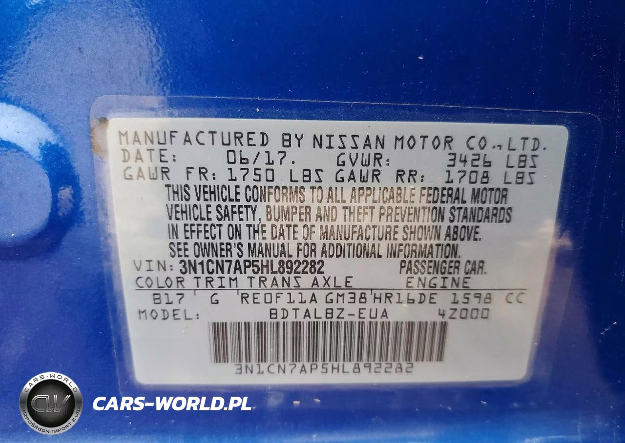 2017 Nissan Versa 1.6 S VIN:3N1CN7AP5HL892282 - 12