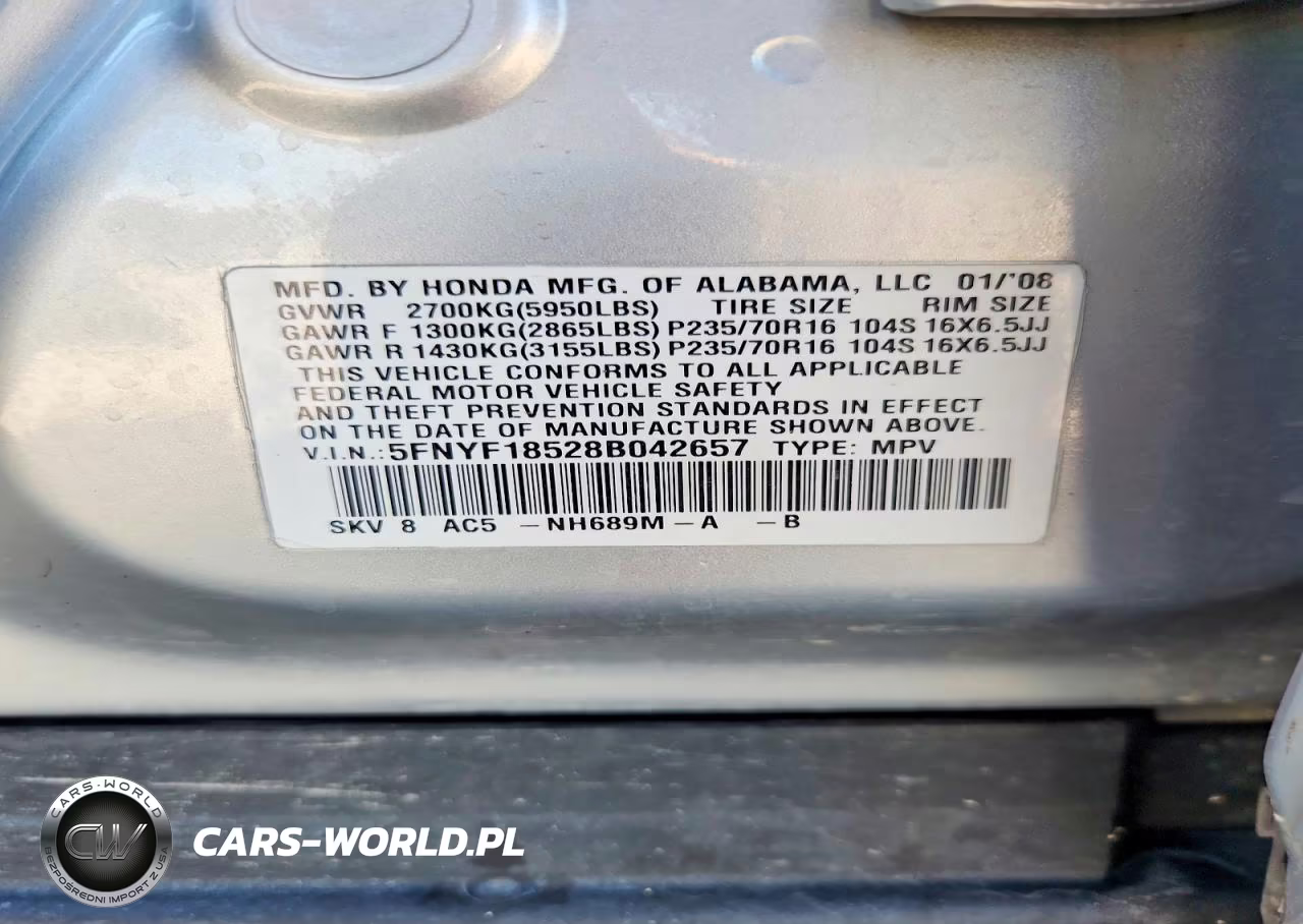 2008 Honda Pilot Exl VIN:5FNYF18528B042657 - 13