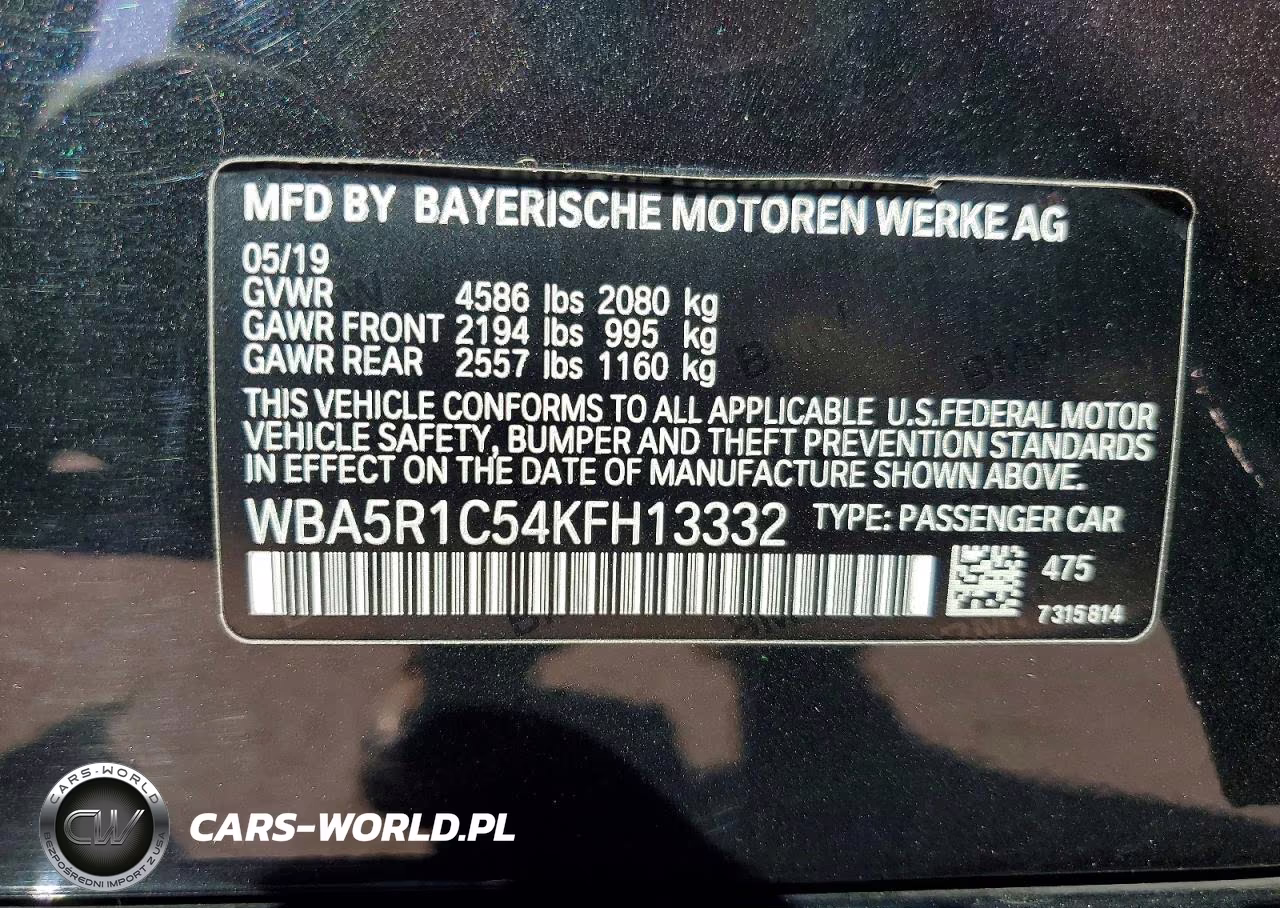 2019 BMW 330I VIN:WBA5R1C54KFH13332 - 13