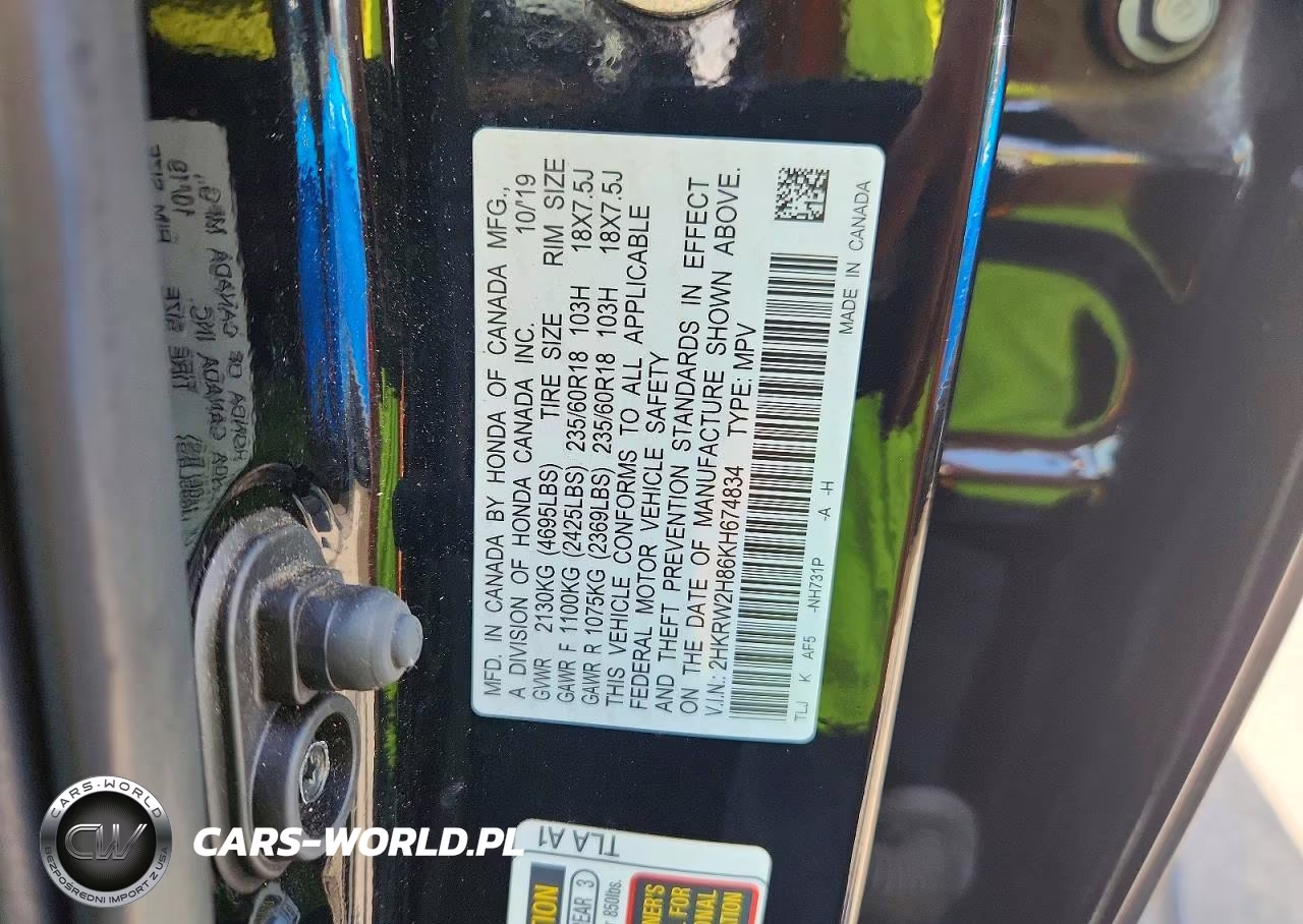 2019 Honda Cr-V Exl VIN:2HKRW2H86KH674834 - 13