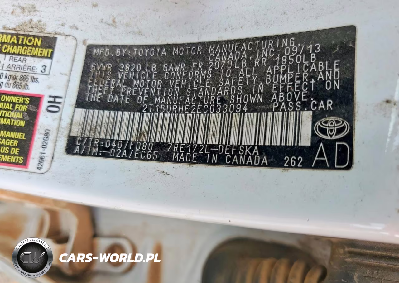 2014 Toyota Corolla S Plus VIN:2T1BURHE2EC033094 - 12