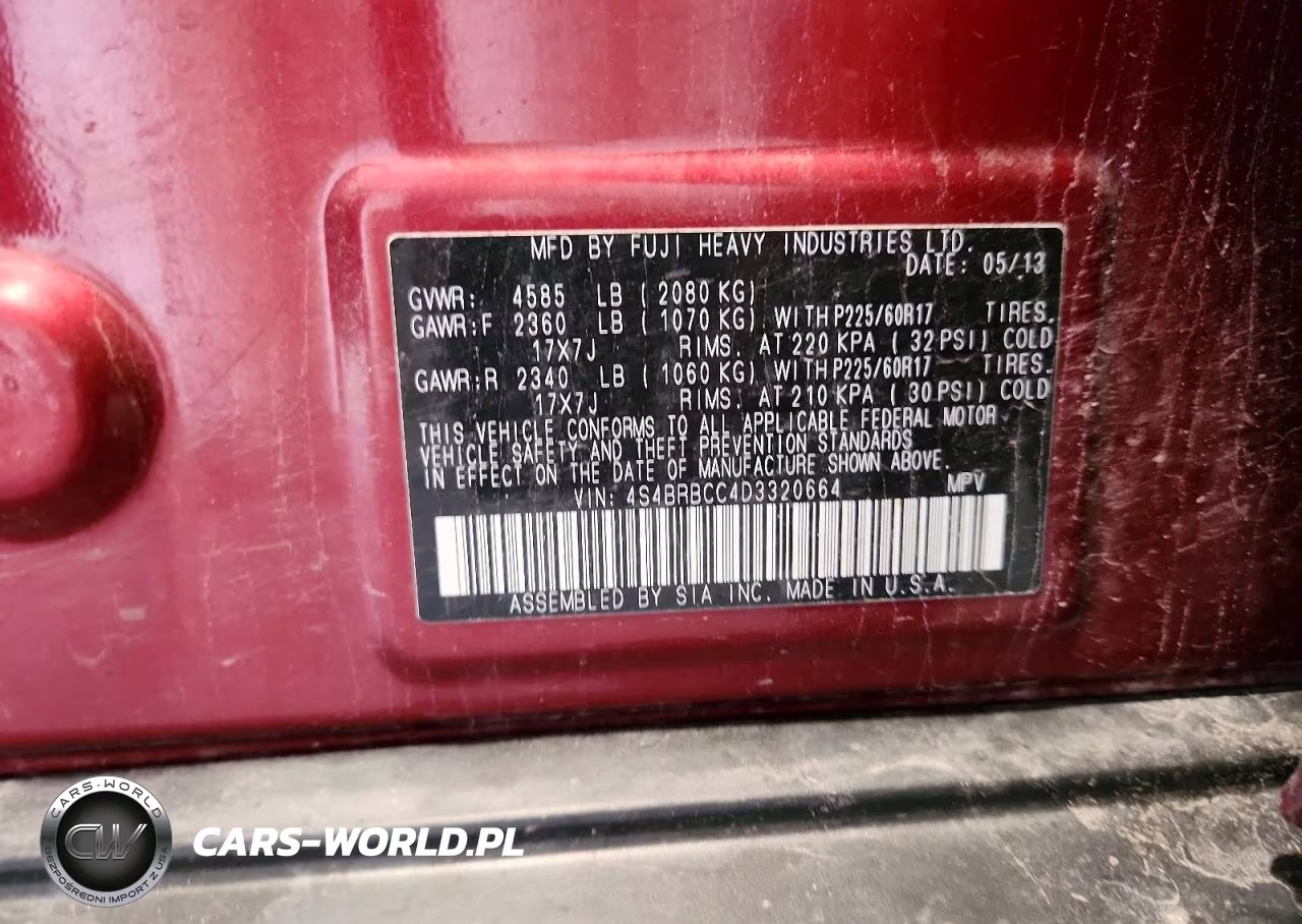 2013 Subaru Outback 2.5I Premium VIN:4S4BRBCC4D3320664 - 13