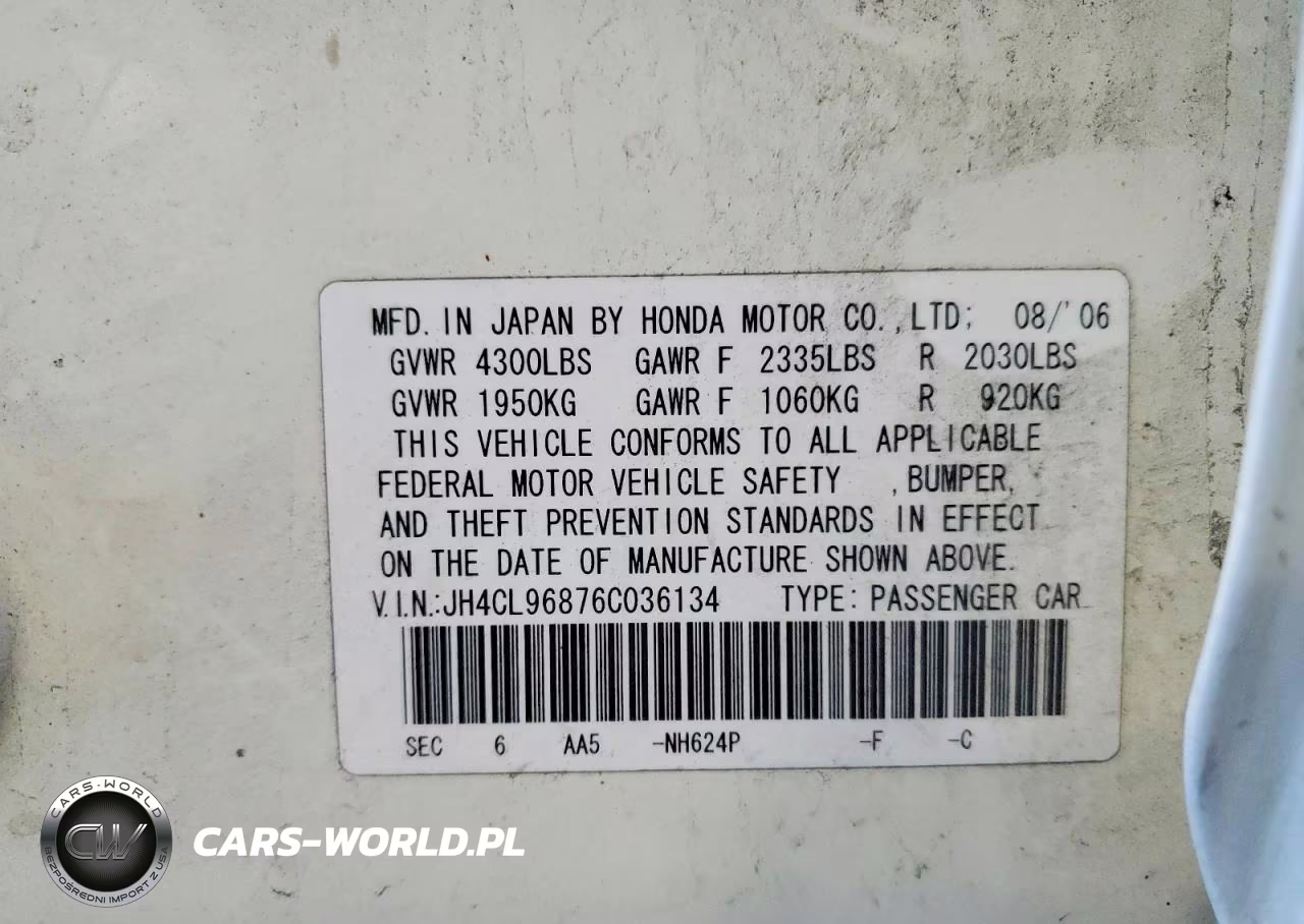 2006 Acura Tsx VIN:JH4CL96876C036134 - 12