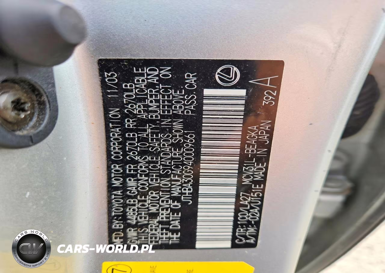 2004 Lexus Es 330 VIN:JTHBA30G940009661 - 12