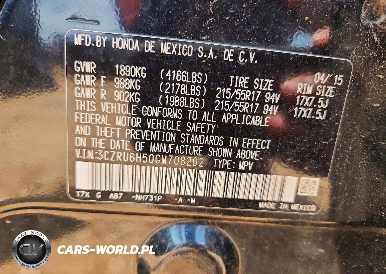 2016 Honda Hr-V Ex VIN:3CZRU6H50GM708202 - 12