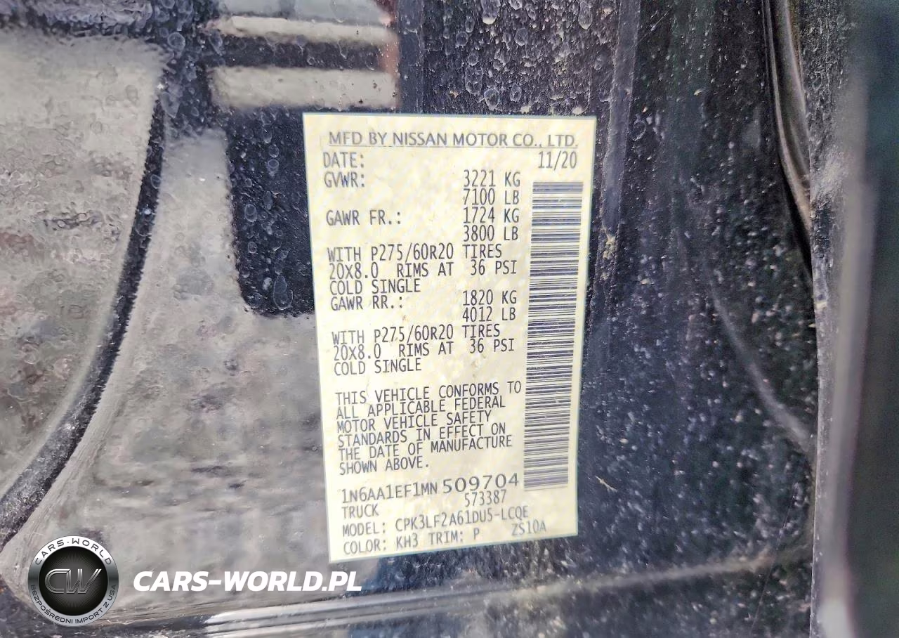 2021 Nissan Titan Platinum Reserve VIN:1N6AA1EF1MN509704 - 12