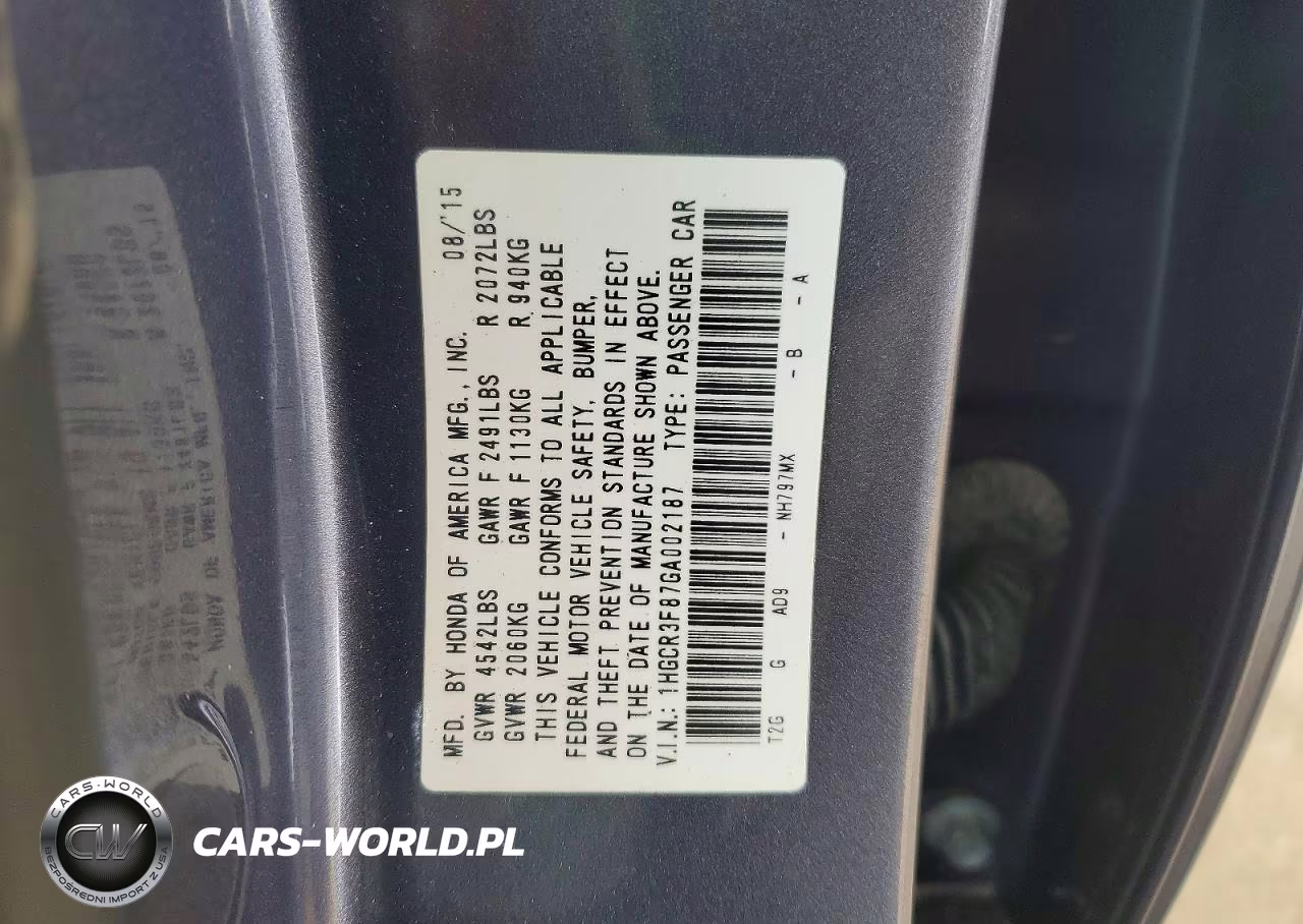 2016 Honda Accord Exl VIN:1HGCR3F87GA002187 - 13