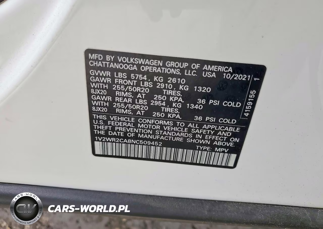2022 Volkswagen Atlas Se VIN:1V2WR2CA8NC509452 - 13