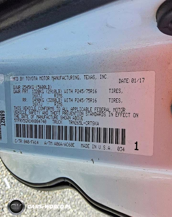 2017 Toyota Tacoma Sr VIN:5TFRX5GN1HX084740 - 12
