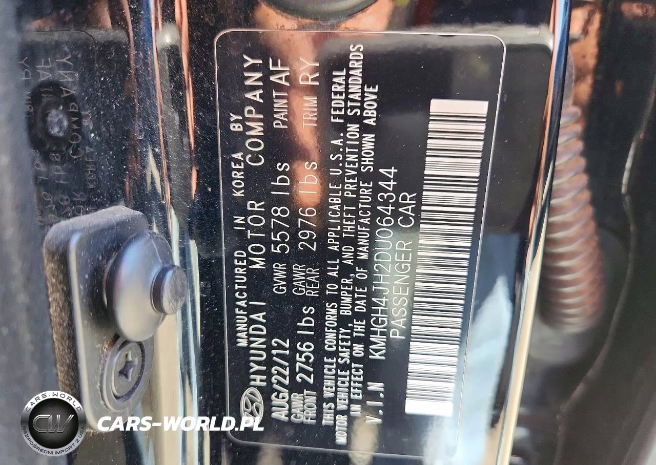 2013 Hyundai Equus Signature VIN:KMHGH4JH2DU064344 - 12
