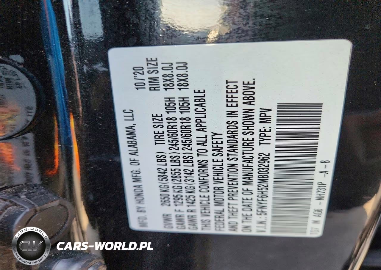 2021 Honda Pilot Exl VIN:5FNYF6H52MB032962 - 13