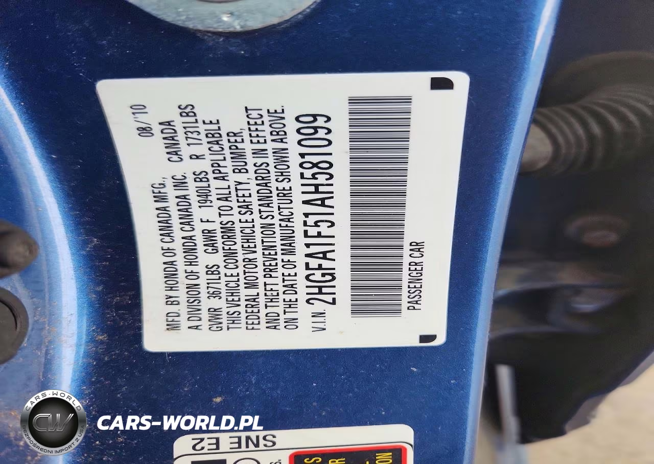 2010 Honda Civic Lx VIN:2HGFA1F51AH581099 - 12