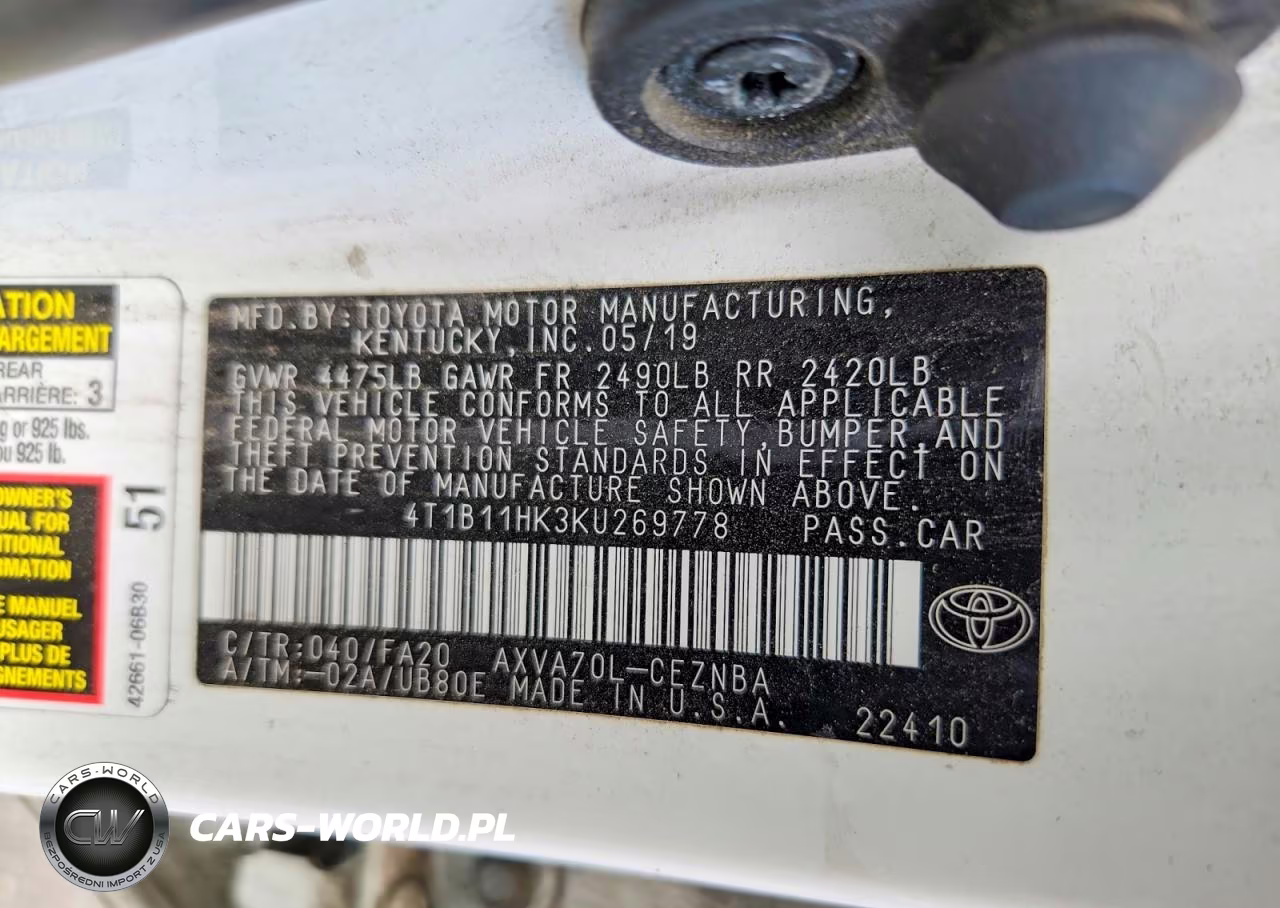 2019 Toyota Camry Le VIN:4T1B11HK3KU269778 - 12