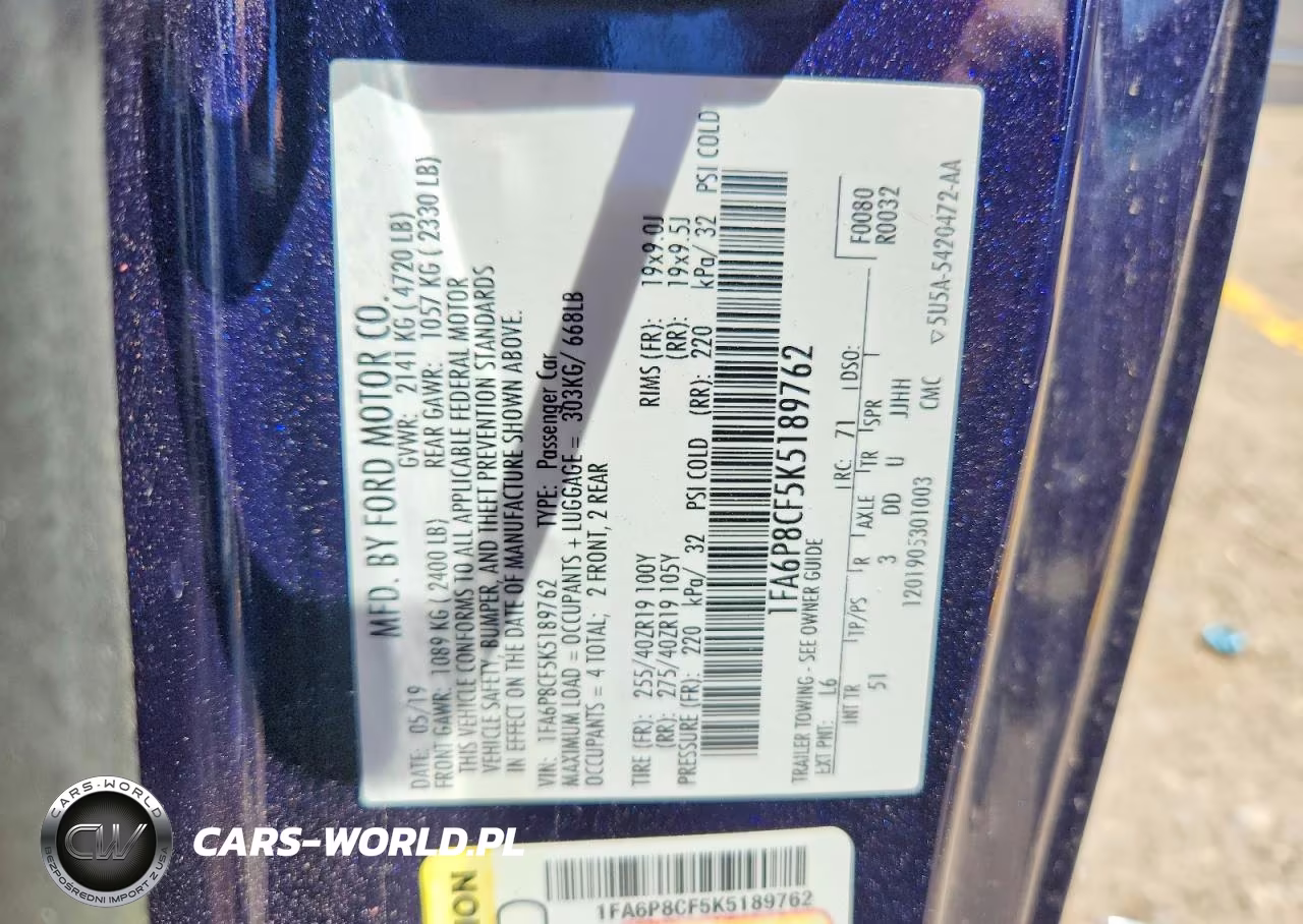 2019 Ford Mustang Gt VIN:1FA6P8CF5K5189762 - 13