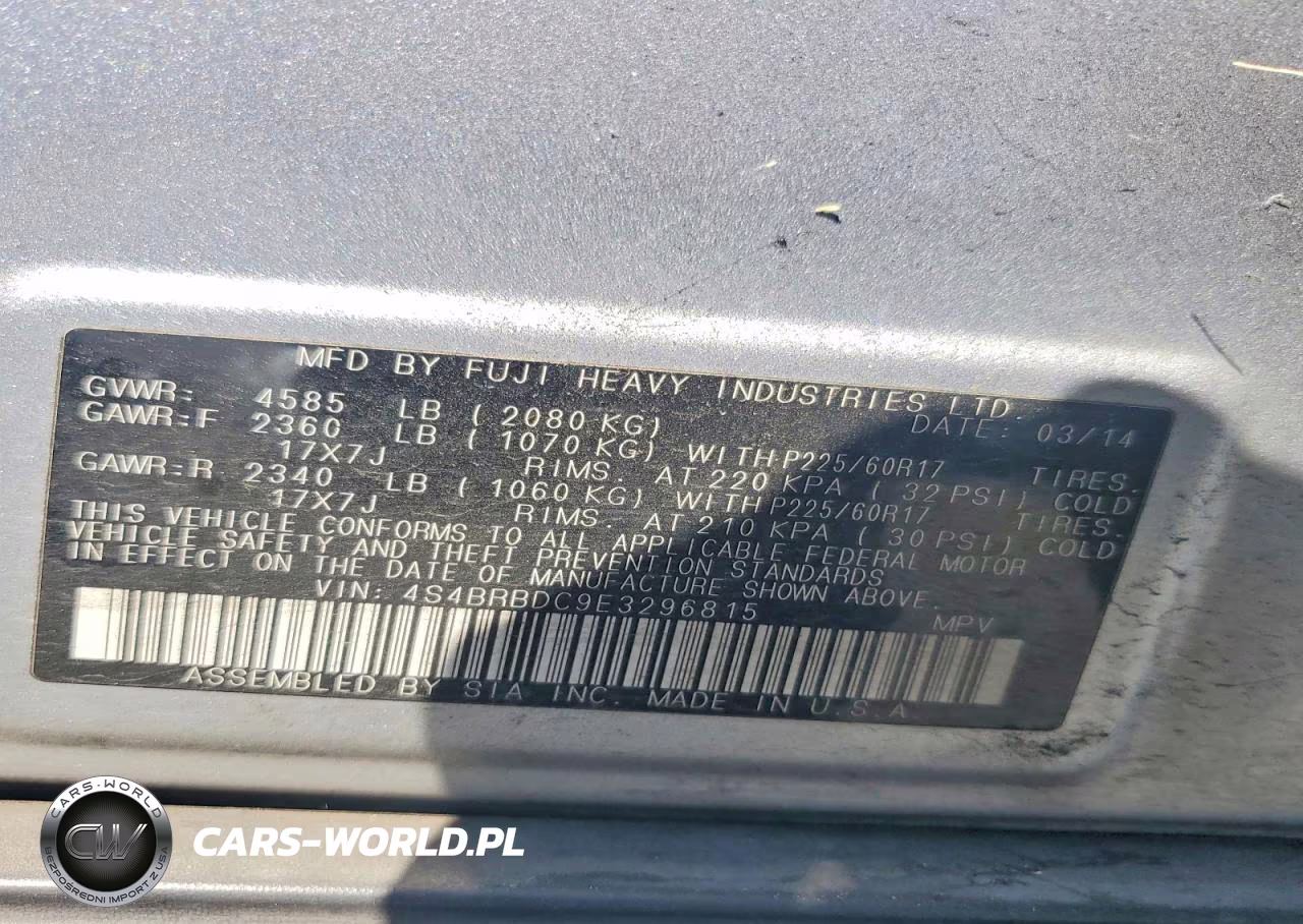 2014 Subaru Outback 2.5I Premium VIN:4S4BRBDC9E3296815 - 12
