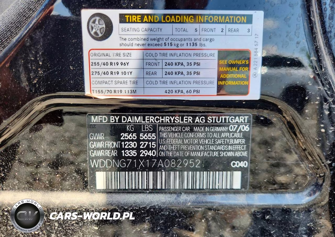 2007 Mercedes-Benz S 550 VIN:WDDNG71X17A082952 - 13