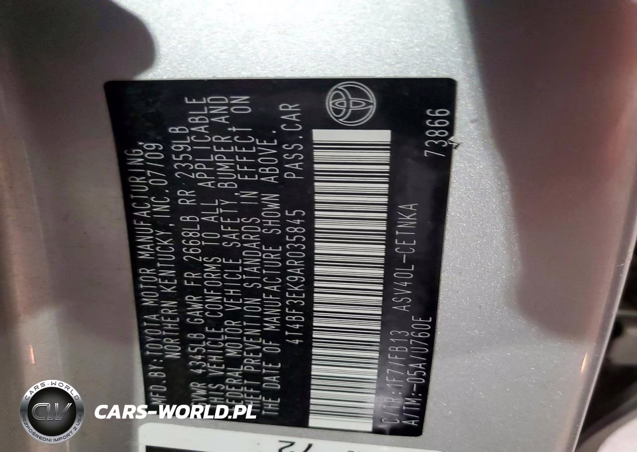 2010 Toyota Camry Le VIN:4T4BF3EK9AR035845 - 12
