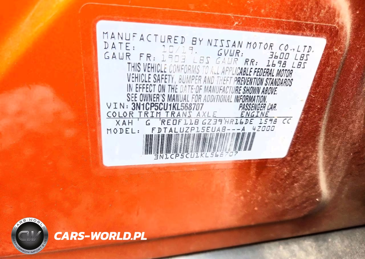 2019 Nissan Kicks Sr VIN:3N1CP5CU1KL568707 - 13