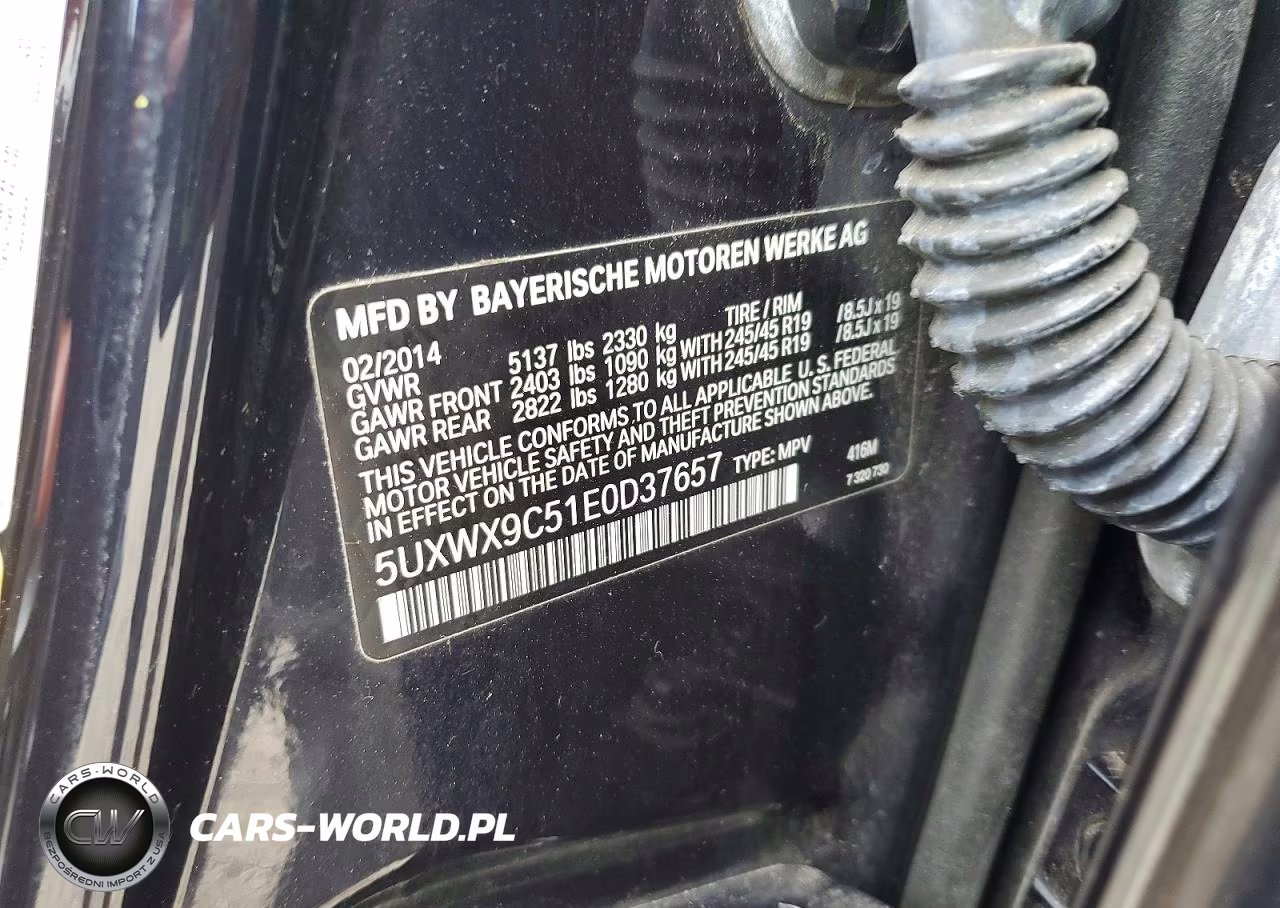 2014 BMW X3 xDrive28I VIN:5UXWX9C51E0D37657 - 14
