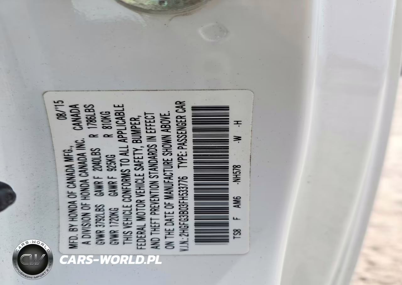 2015 Honda Civic Exl VIN:2HGFG3B03FH533776 - 12