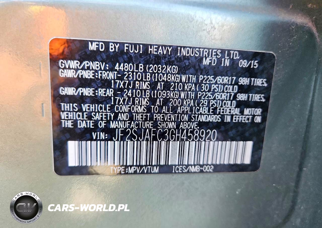2016 Subaru Forester 2.5I Premium VIN:JF2SJAFC3GH458920 - 12