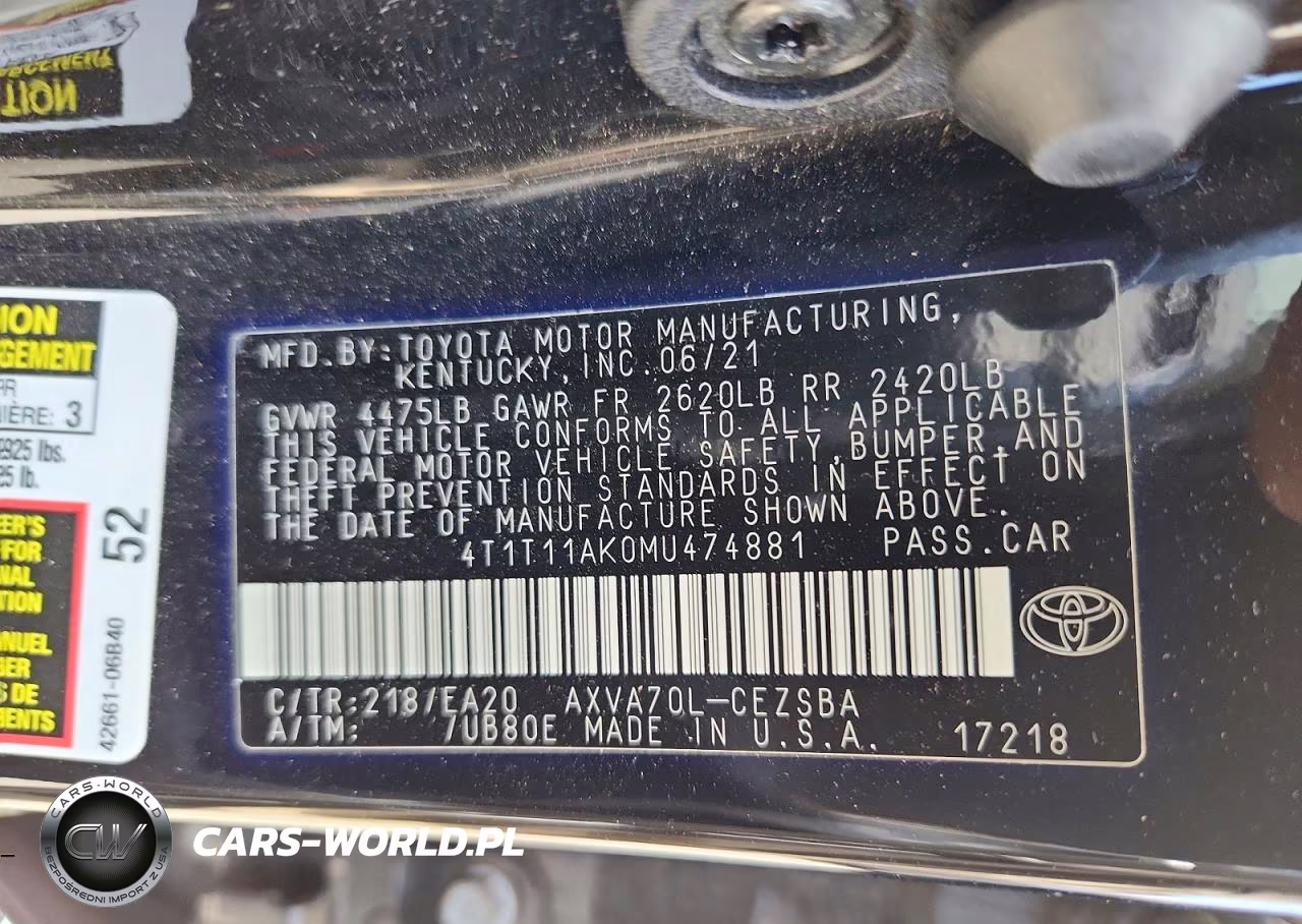 2021 Toyota Camry Se VIN:4T1T11AK0MU474881 - 12