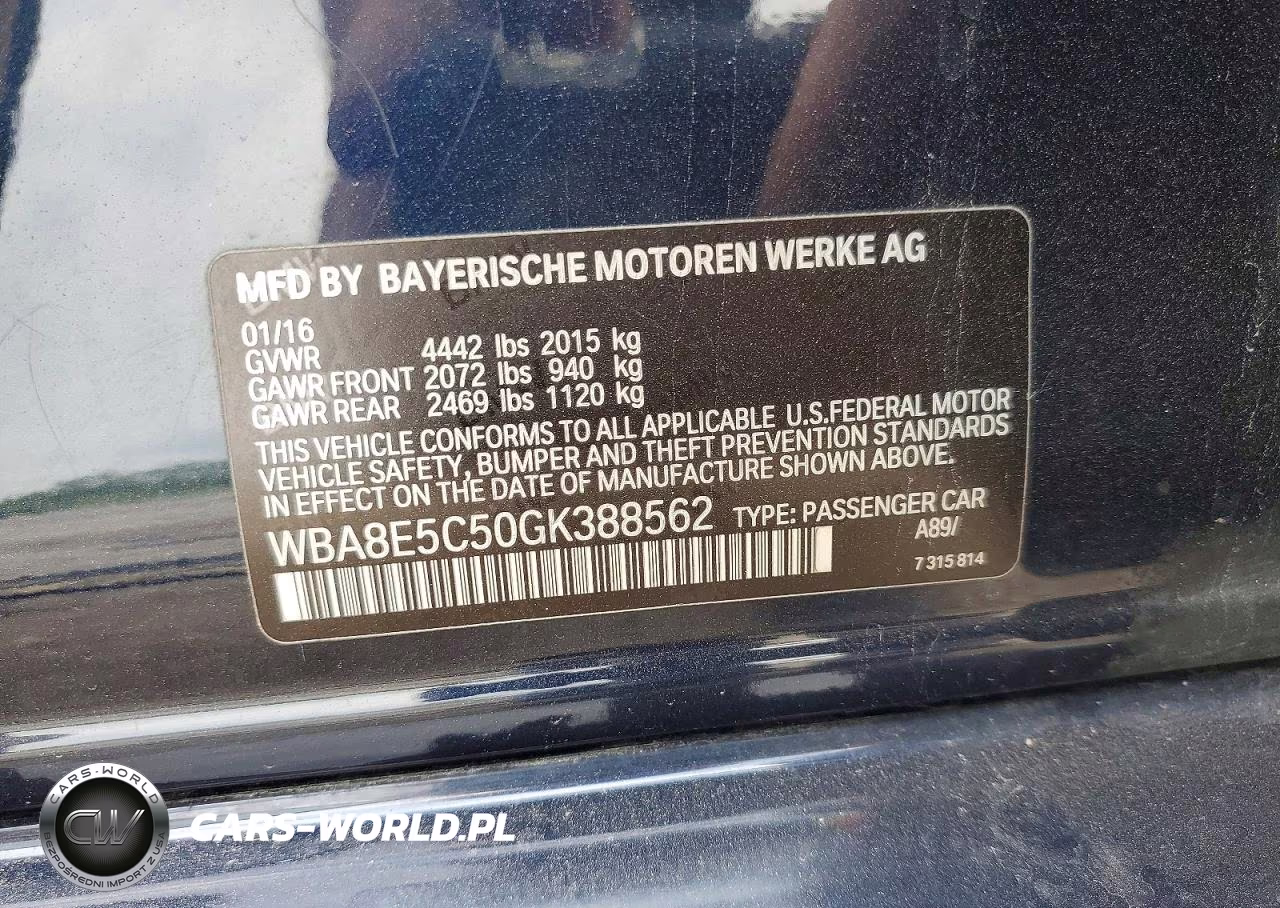 2016 BMW 328 D VIN:WBA8E5C50GK388562 - 12