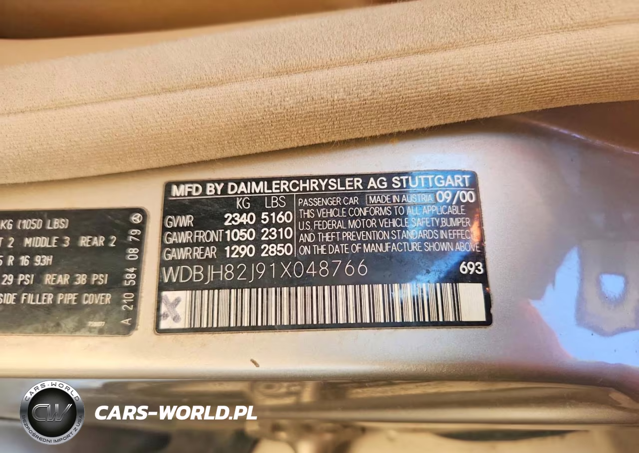 2001 Mercedes-Benz E 320 4Matic VIN:WDBJH82J91X048766 - 12