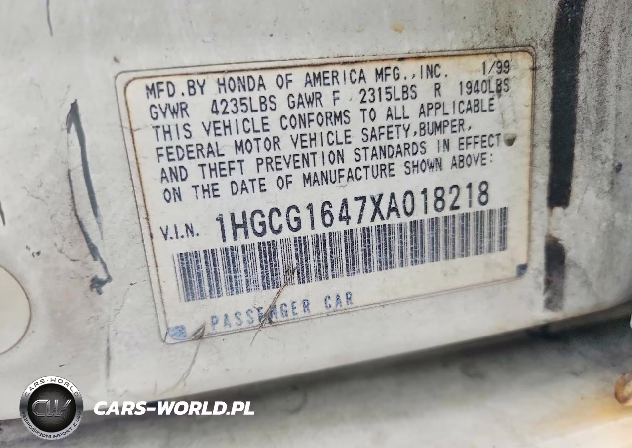 1999 Honda Accord Lx VIN:1HGCG1647XA018218 - 12