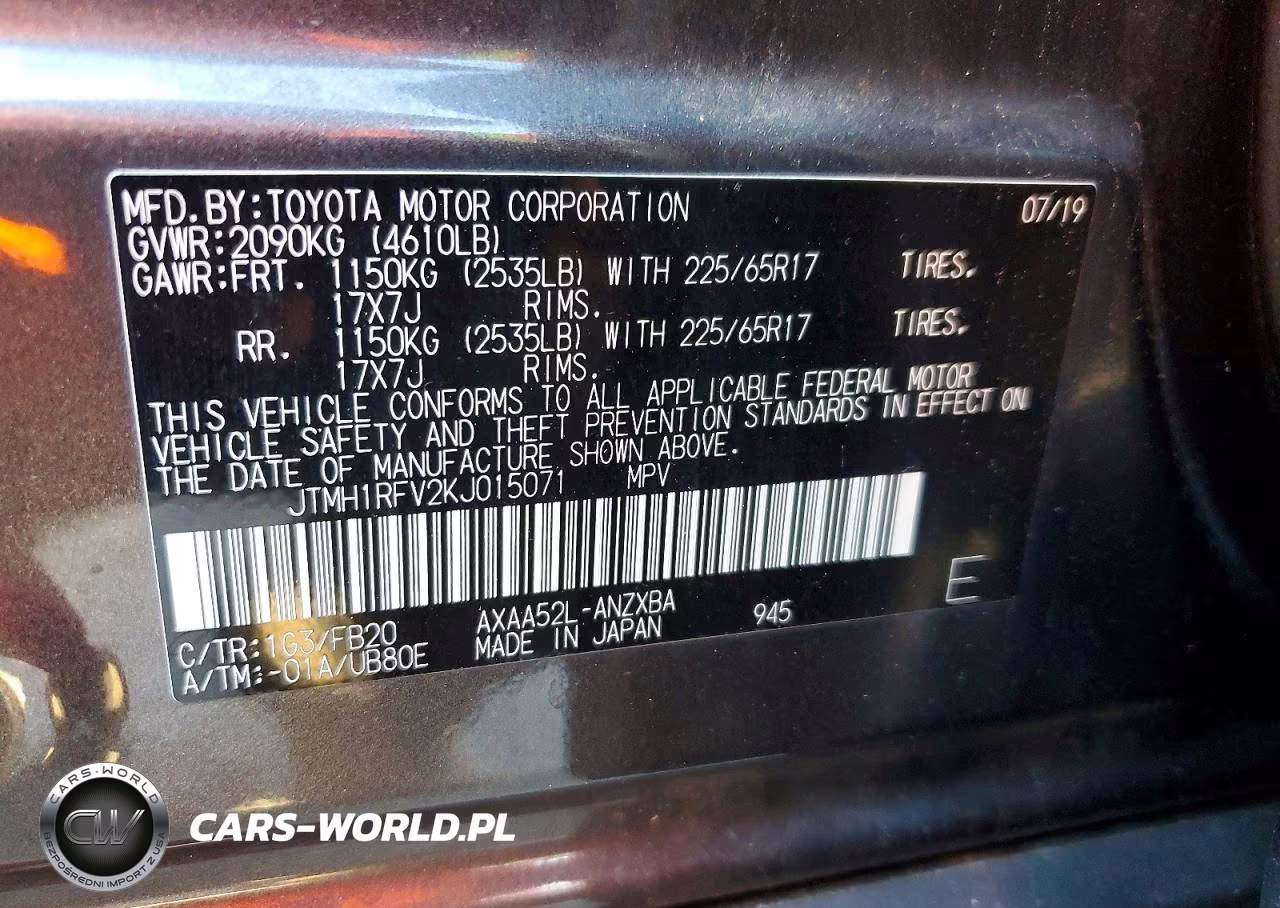 2019 Toyota Rav4 Le VIN:JTMH1RFV2KJ015071 - 13
