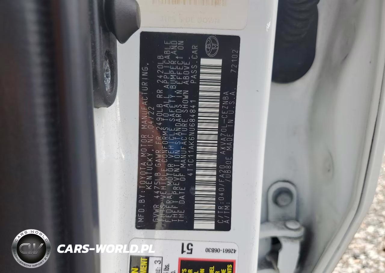 2022 Toyota Camry Le VIN:4T1C11AK6NU684841 - 12