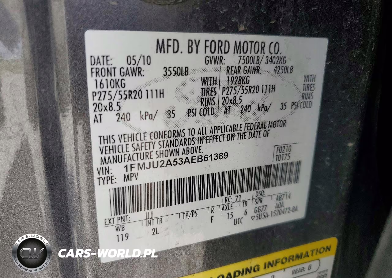 2010 Ford Expedition Limited VIN:1FMJU2A53AEB61389 - 12