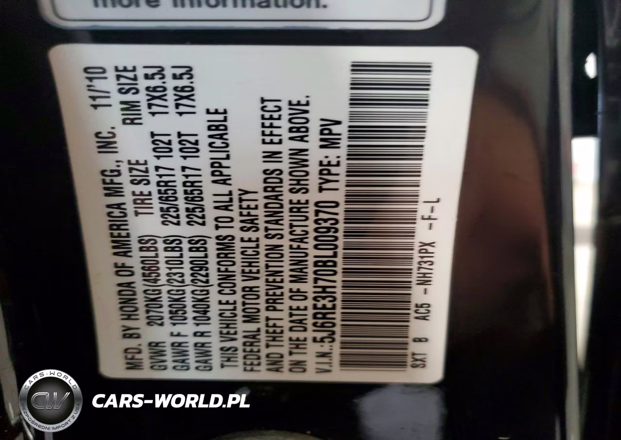 2011 Honda Cr-V Exl VIN:5J6RE3H70BL009370 - 13
