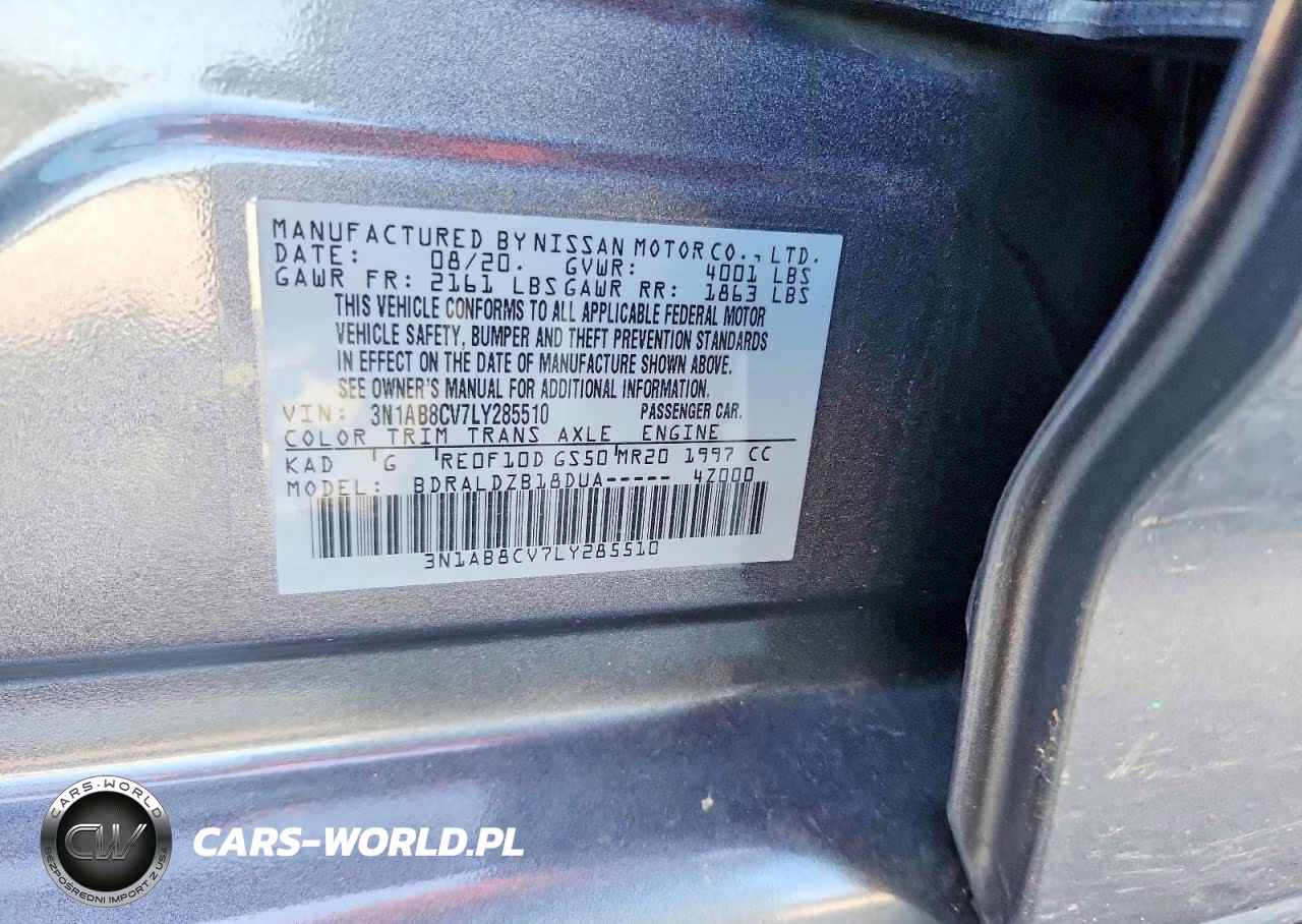 2020 Nissan Sentra Sv VIN:3N1AB8CV7LY285510 - 12