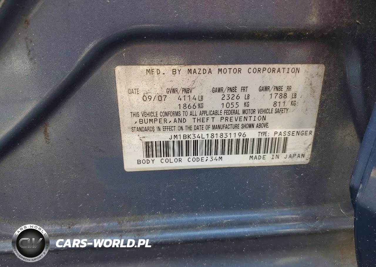 2008 Mazda Speed 3 VIN:JM1BK34L181831196 - 12