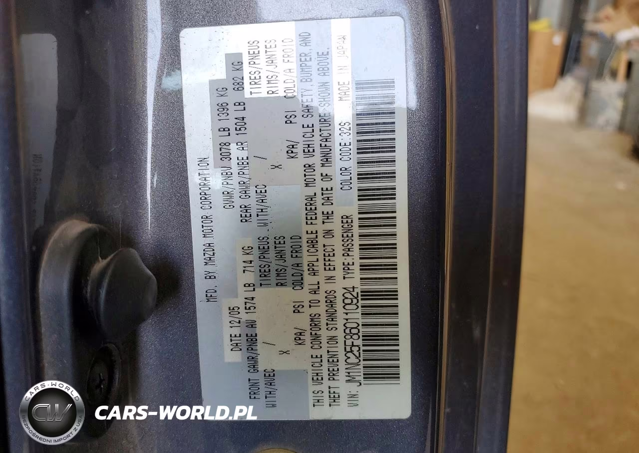 2006 Mazda Mx-5 Miata VIN:JM1NC25F860110924 - 12