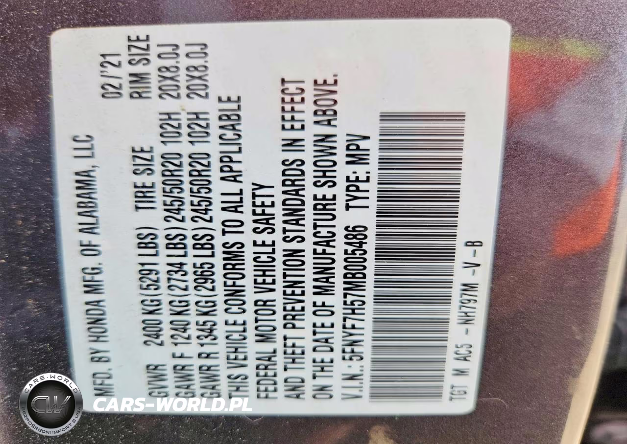 2021 Honda Passport Exl VIN:5FNYF7H57MB005486 - 13