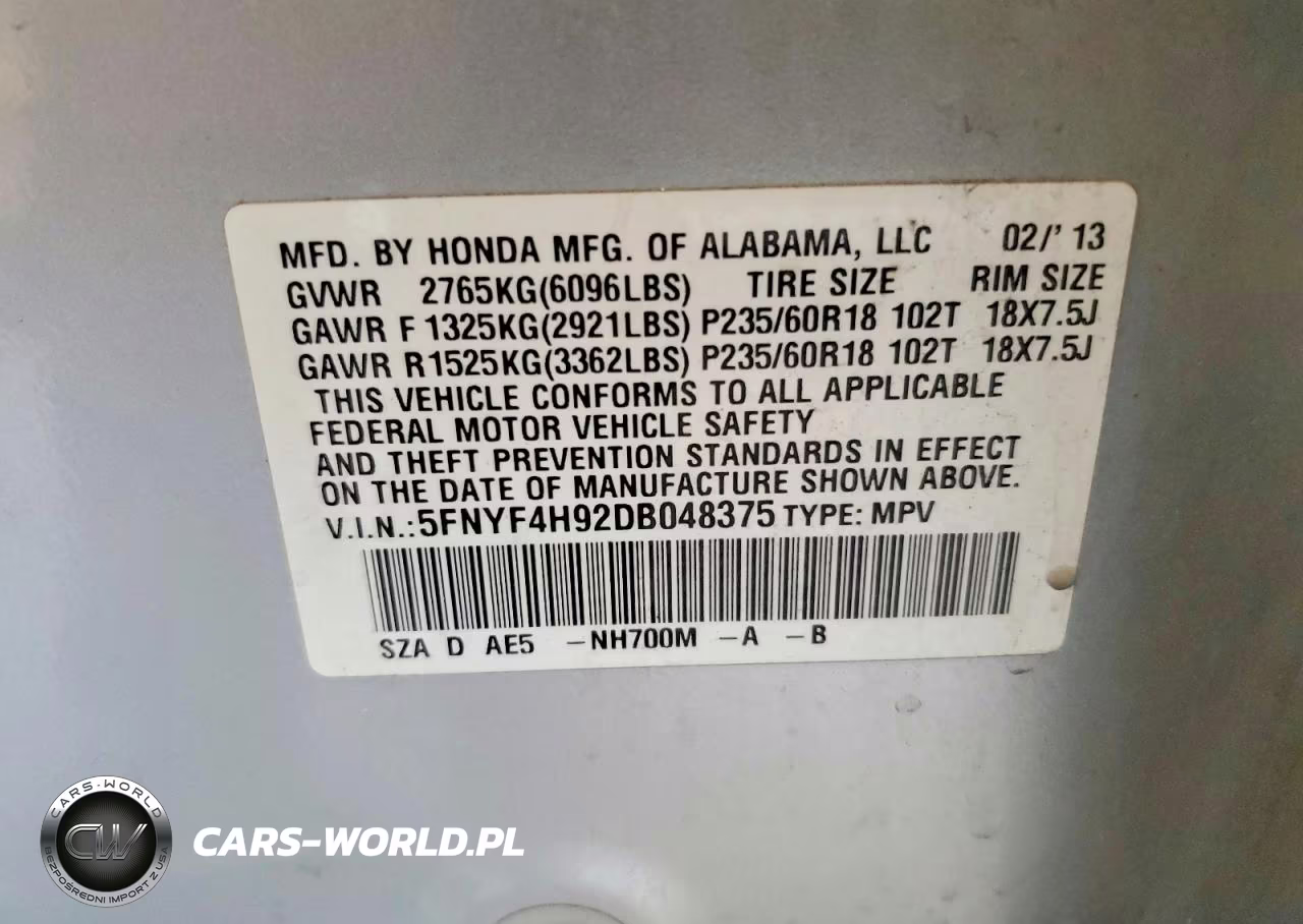 2013 Honda Pilot Touring VIN:5FNYF4H92DB048375 - 13