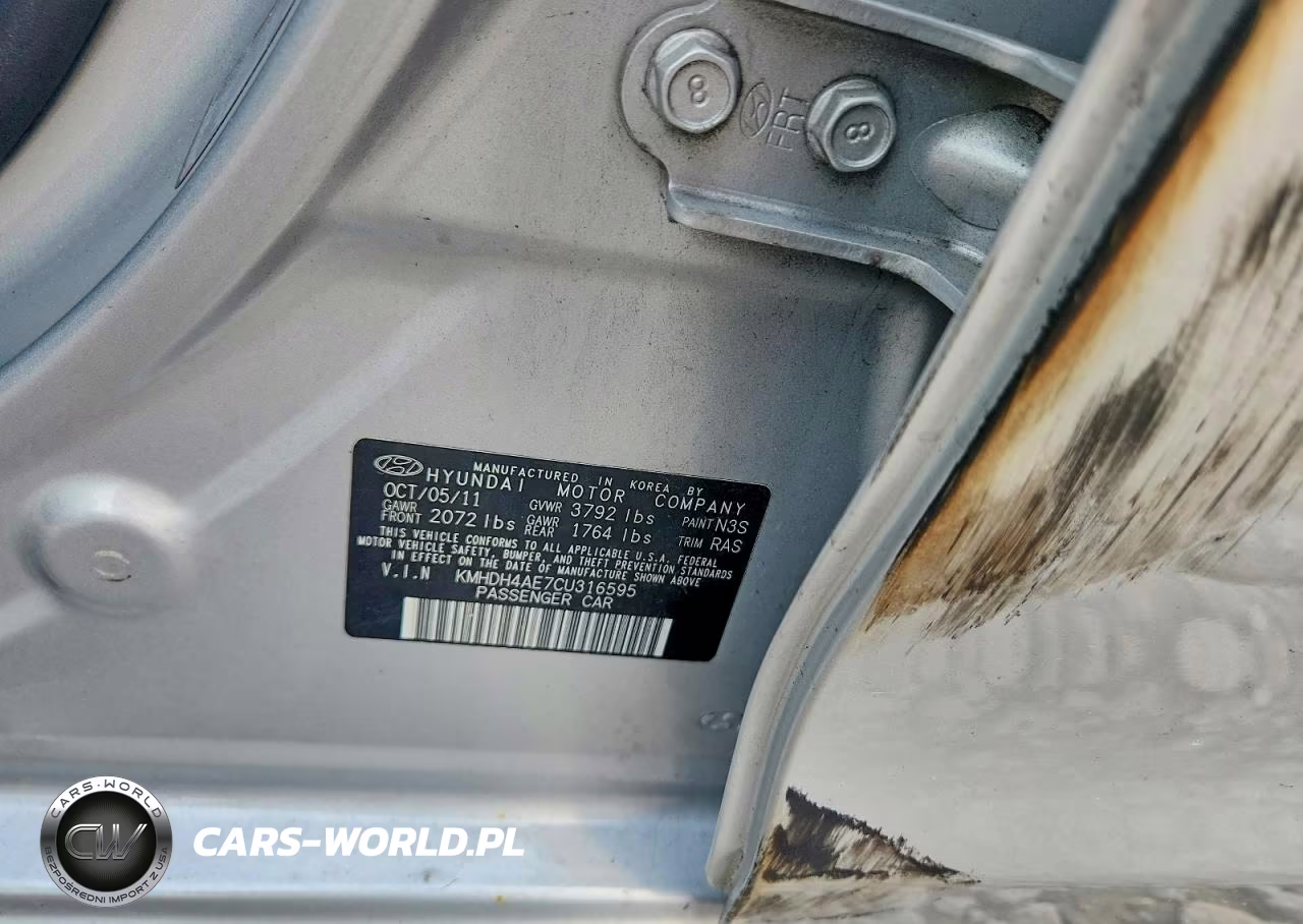 2012 Hyundai Elantra Limited VIN:KMHDH4AE7CU316595 - 12