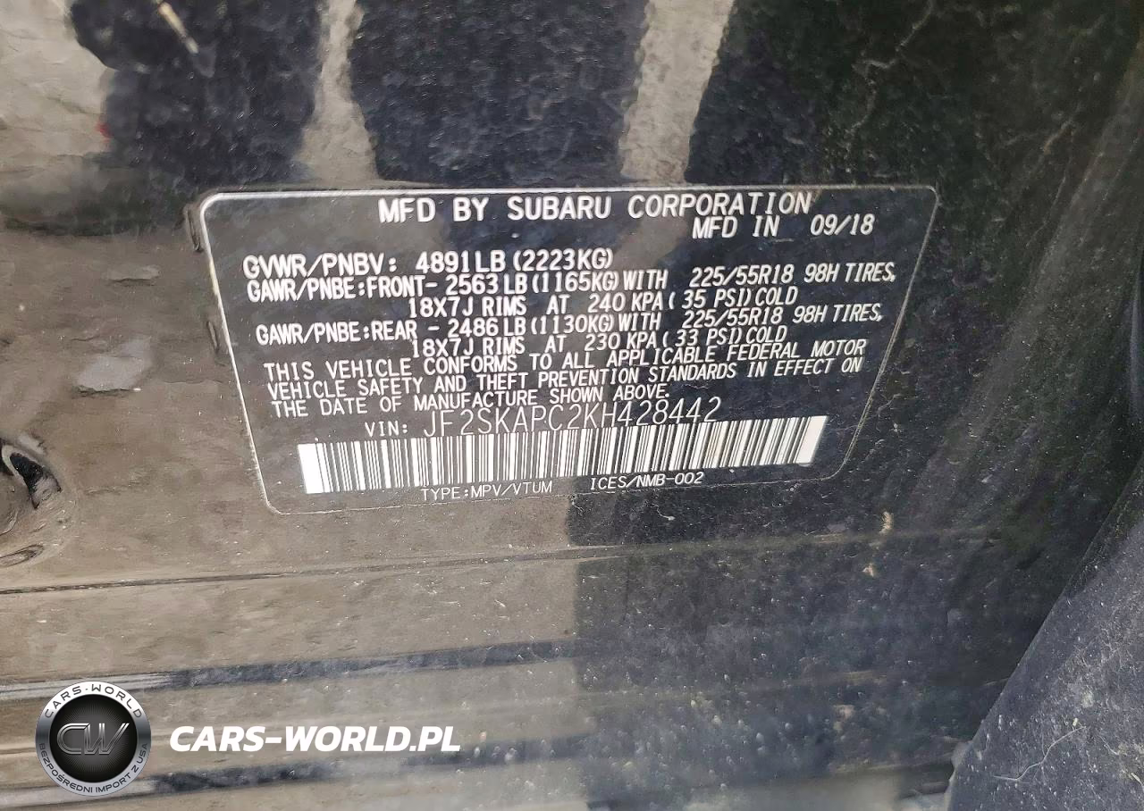 2019 Subaru Forester Sport VIN:JF2SKAPC2KH428442 - 13