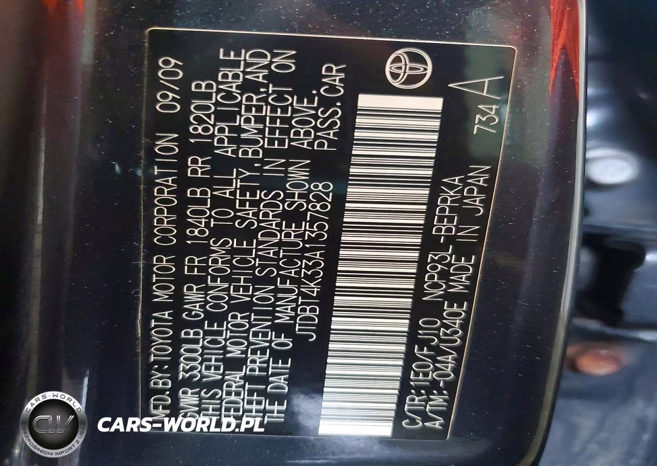2010 Toyota Yaris Base VIN:JTDBT4K33A1357828 - 13
