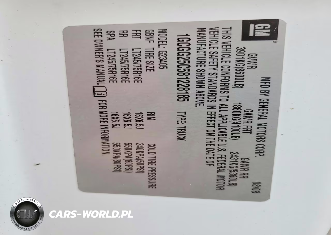 2008 Chevrolet Express 2500 Cargo Delivery Van VIN:1GCGG25C581228185 - 13