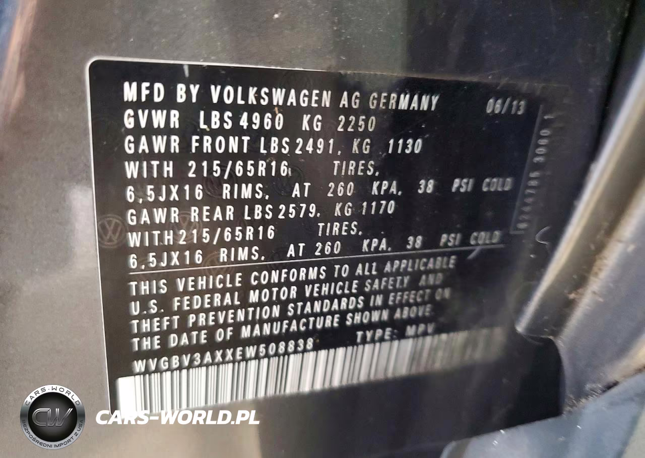 2014 Volkswagen Tiguan S VIN:WVGBV3AXXEW508838 - 13