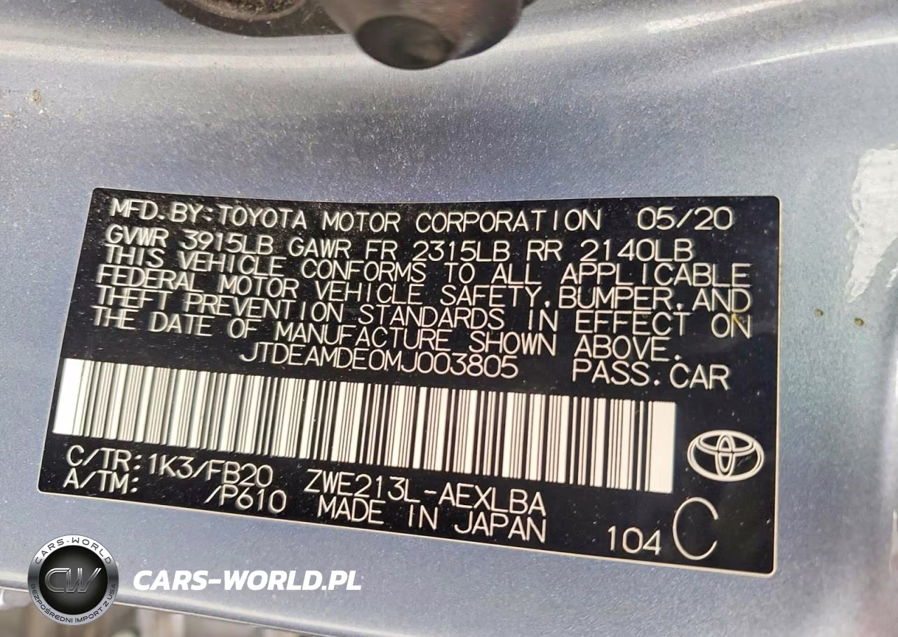 2021 Toyota Corolla Le VIN:JTDEAMDE0MJ003805 - 12