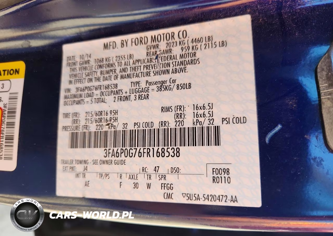 2015 Ford Fusion S VIN:3FA6P0G76FR168538 - 12