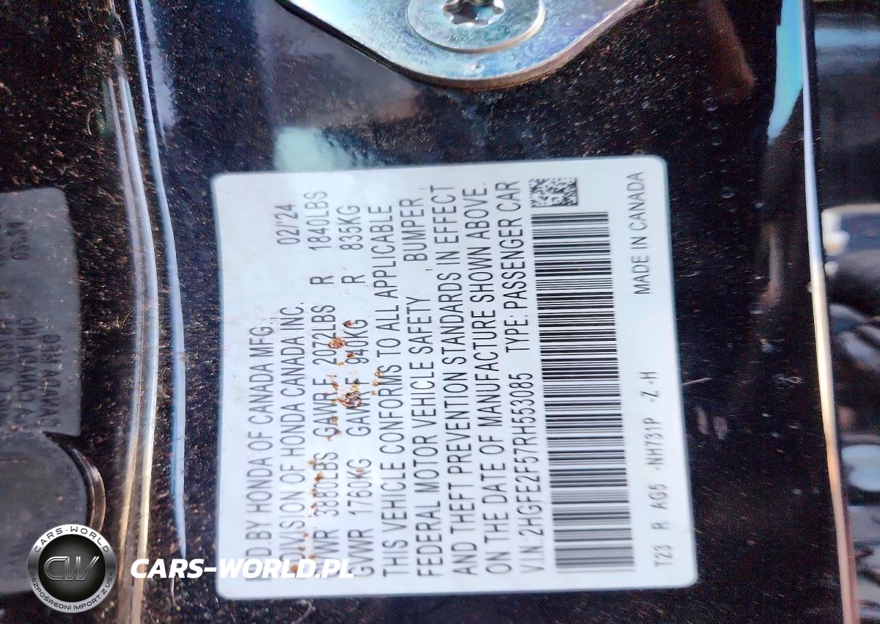 2024 Honda Civic Sport VIN:2HGFE2F57RH553085 - 12