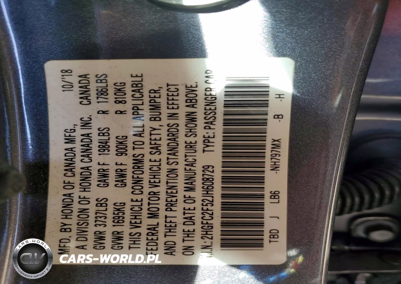 2018 Honda Civic VIN:2HGFC2F52JH608729 - 12
